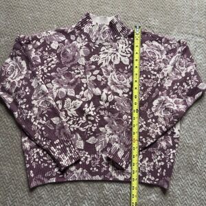 LC Lauren Conrad Sweater Size Medium Magenta Floral Slouchy Feminine Country